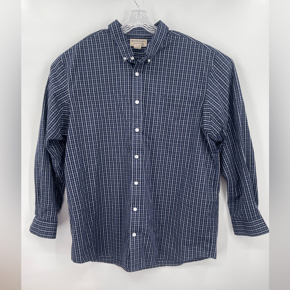 Duluth Trading Shirt Men's 2XL Tall  Plaid Wrinkle Fighter Button Down